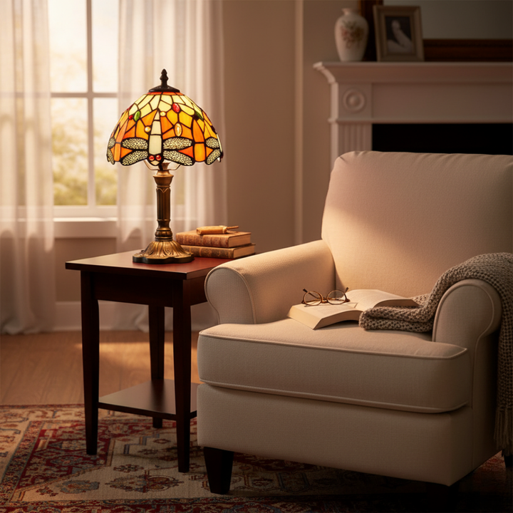 Vitrázs Asztali LED Lámpa - Mediterrán Báj a Dekorban