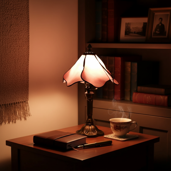 Művészi Barokk Asztali LED Lámpa - Vitró Hatású Üveg Design Mediterrán Báj