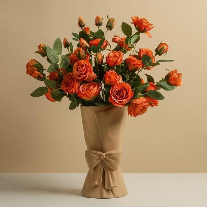 Knot & Bloom - Kerámia váza masnival