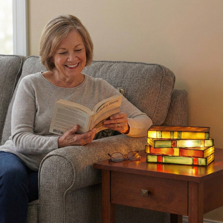 Ólomüveg könyvlámpa