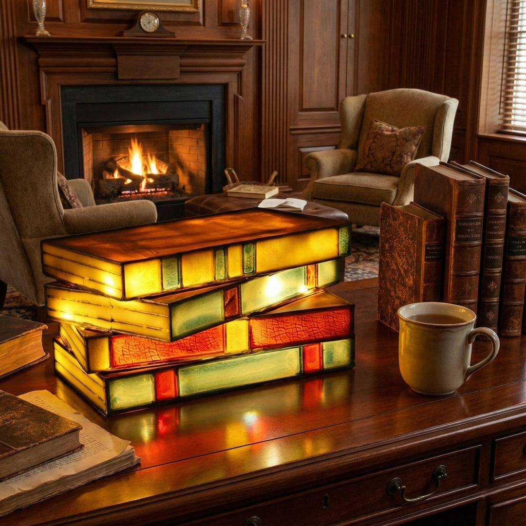 Ólomüveg könyvlámpa